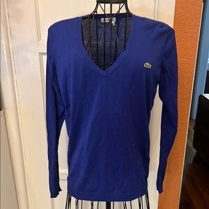 Lacoste Royal Blue V-Neck PulloverSz EU 40
